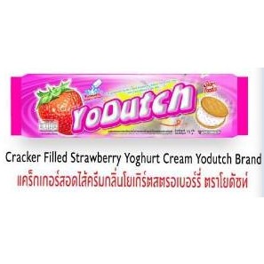 แคร็กเกอร์ไส้ครีมโยเกิร์ตสตรอเบอร์รี่ ตราโยดัสท์ ซองนอน 1pack/6piecs /Cracker Filled strawberry Yoghurt Cream Yodutch