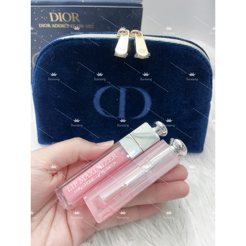 Dior Addict  Dior ชุดเมคอัพรุ่น Limited ลิปบาล์มและลิปกลอสมาพร้อมกระเป๋าเครื่องสำอางสีน้ำเงินเข้มเนื