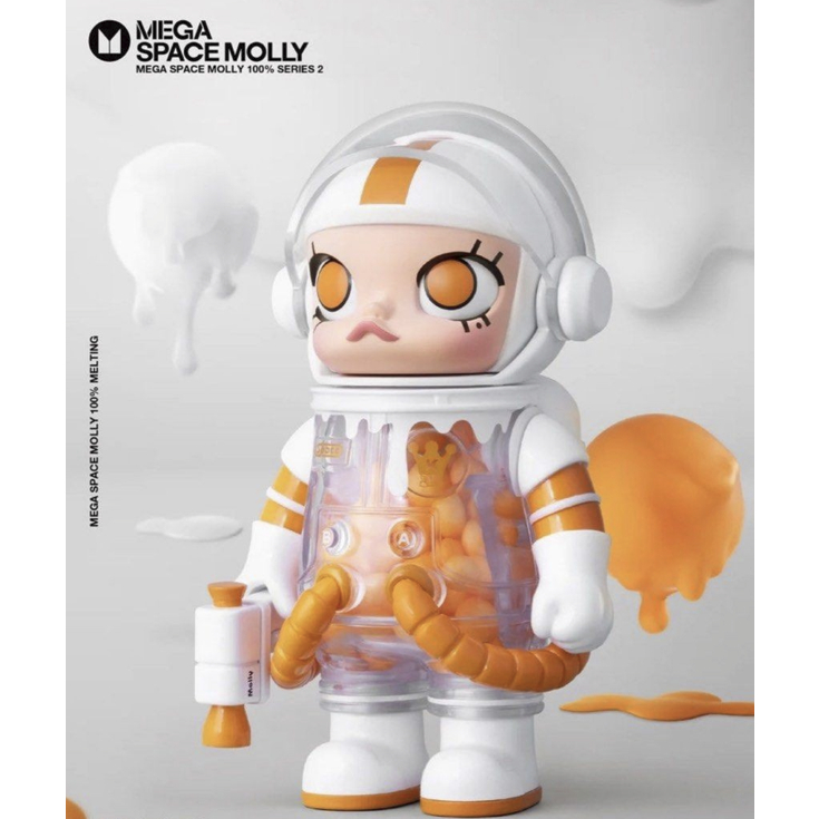 🤣พร้อมส่ง{ SUPER SECRET} MELTING หายาก MEGA SPACE MOLLY มอลลี่ สู่จักรวาล อวกาศ🤣POPMART °Molly Art T