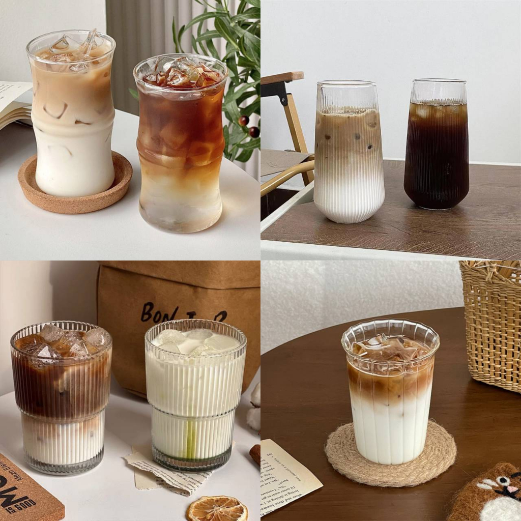 พร้อมส่ง รวมแก้วน่ารัก ใส่เครื่องดื่มเย็น สไตล์เกาหลีมินิมอล ใส่กาแฟสุดน่ารับประทาน ใช้สินค้าถ่ายรูปได้สวยงาม