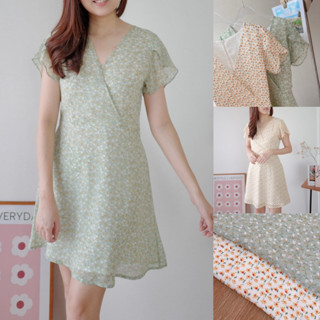 sale 550!!GARDEN BLOOMING DRESS น่ารักหนักมากกก เดรสผ้าชีฟอง พิมพ์ลาย