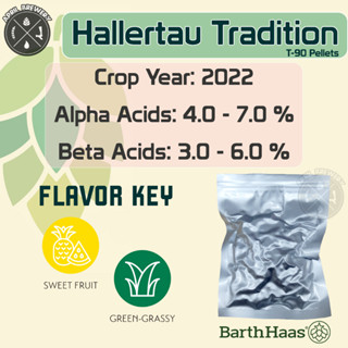 Hallertau Tradition Hops 1 oz ฮอปส์ เพลลิท ทำเบียร์​ Pale Ale, IPA และอื่นๆ Homebrew Crop Year 2022 [ Barth Haas]