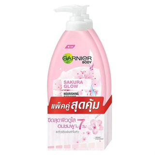 Garnier การ์นิเย่ บอดี้ ซากุระ โกลว์ นูริชชิ่ง เรเดียนซ์ เซรั่ม มิลค์ ยูวี โลชั่น 400 มล. แพ็คคู่