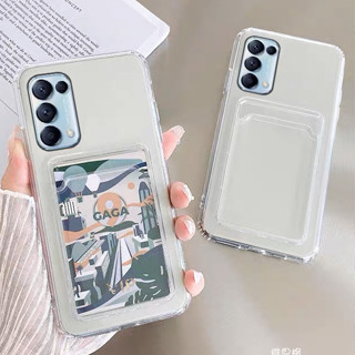 เคสโทรศัพท์มือถือแบบนิ่ม Tpu เคสใส พร้อมช่องใส่บัตร สําหรับ OPPO Reno 10 pro A9 A5 2020 A77 A77S A98 Reno 8t A78 4G