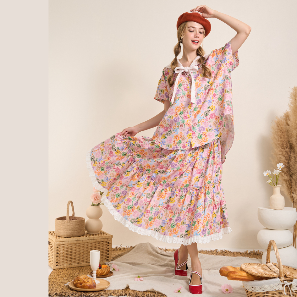 LINENNE - Crepe Cake Set ชุดเซทเสื้อกระโปรงผ้าลินิน