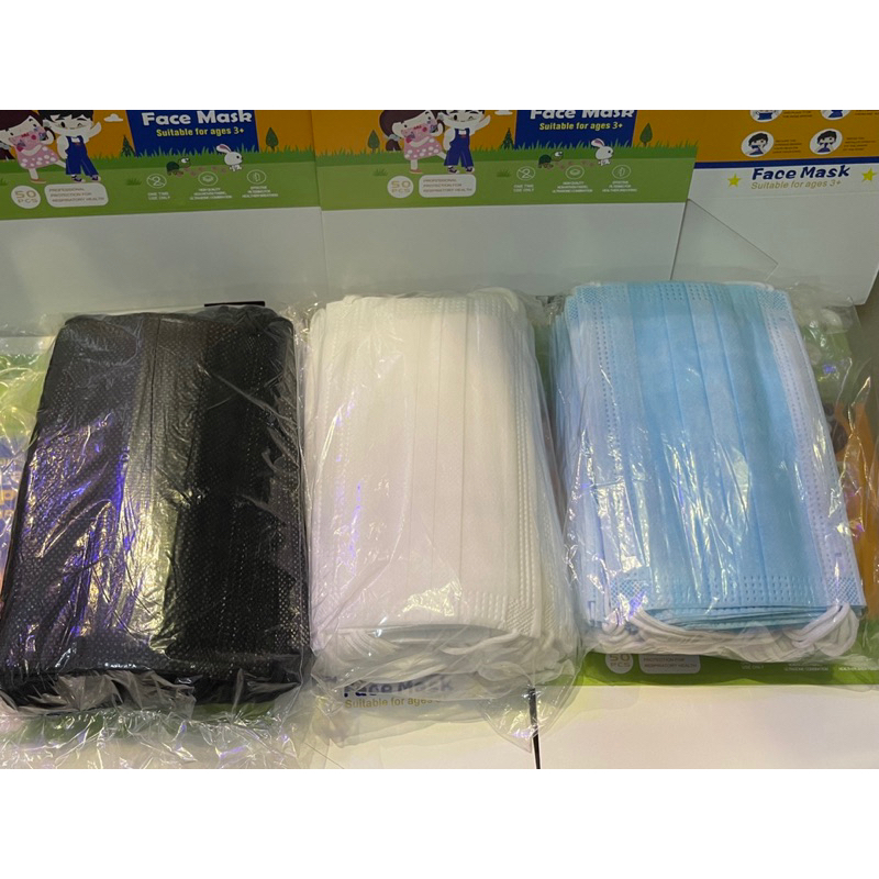 เเมสเด็ก มี3สี (1กล่อง50ชิ้น) หนา3ชั้น หน้ากากอนามัย สินค้าพร้อมกล่องอย่างดี
