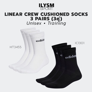 Adidas LINEAR CREW CUSHIONED SOCKS 3 PAIRS ถุงเท้าหุ้มข้อ 3คู่ (HT3455, IC1301)