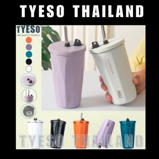 TYESO แท้✅ แก้วเก็บอุณหภูมิ TYESO แก้วกาแฟ พร้อมหลอด+แปรง ขนาด 600ml