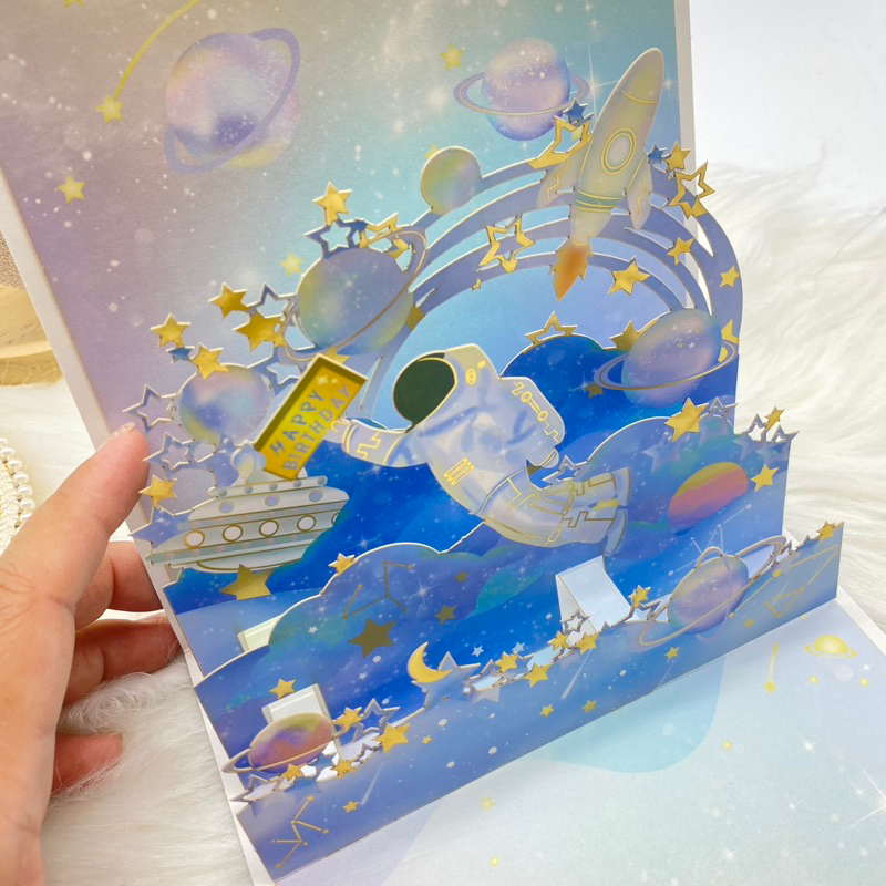 พร้อมส่งจากไทย การ์ดวันเกิด การ์ดอวยพรวันเกิด การ์ดวันเกิดมนุษย์อวกาศ