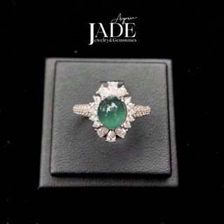 เเหวนหยกพม่าเเท้ เลือกดีไซน์ตามชอบได้ ญ ช Natural Jadeite Type A Icy Ocean Blue เนื้อเเก้ว ใส มีโกลว์ เกรดหยกจักรพรรดิ์