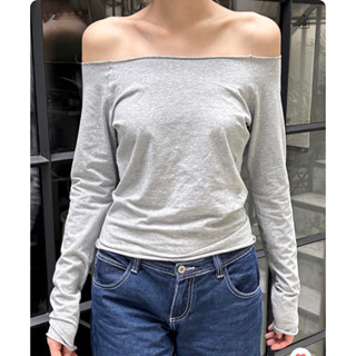 พรีออเดอร์ PREORDER Brandy Melville ของแท้ 100% Bonnie Off the Shoulder Top (Grey)