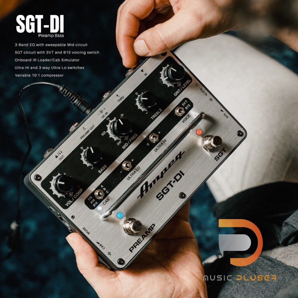 Ampeg SGT-DI Bass Preamp Pedal แบบครบจบในตัวเดียว Preamp และ DI  มีแอมป์รุ่นAmpeg SVT, B15 และ Compr