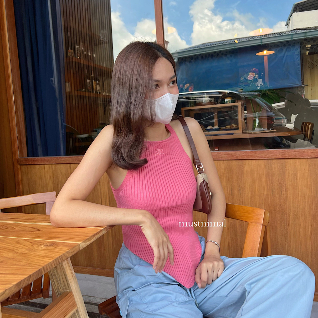 (พร้อมส่ง) MUSTNIMAL | Stella knit เสื้อกล้ามไหมพรมผ้าหนาพรีเมียมปลายโค้ง TP031
