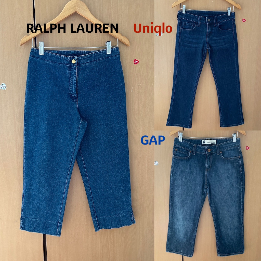 กางเกงยีนส์ผู้หญิง 9 ส่วนแบรนด์ GAP, RALPH LAUREN,Uniqloแท้💯%มือสองรายละเอียดเพิ่มเติมด้านล่างค่ะ