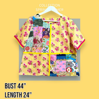 NEW IN👚เสื้อคอตตอนอินเดีย🎀แต่งผ้าตัดต่อสลับลาย🛍️