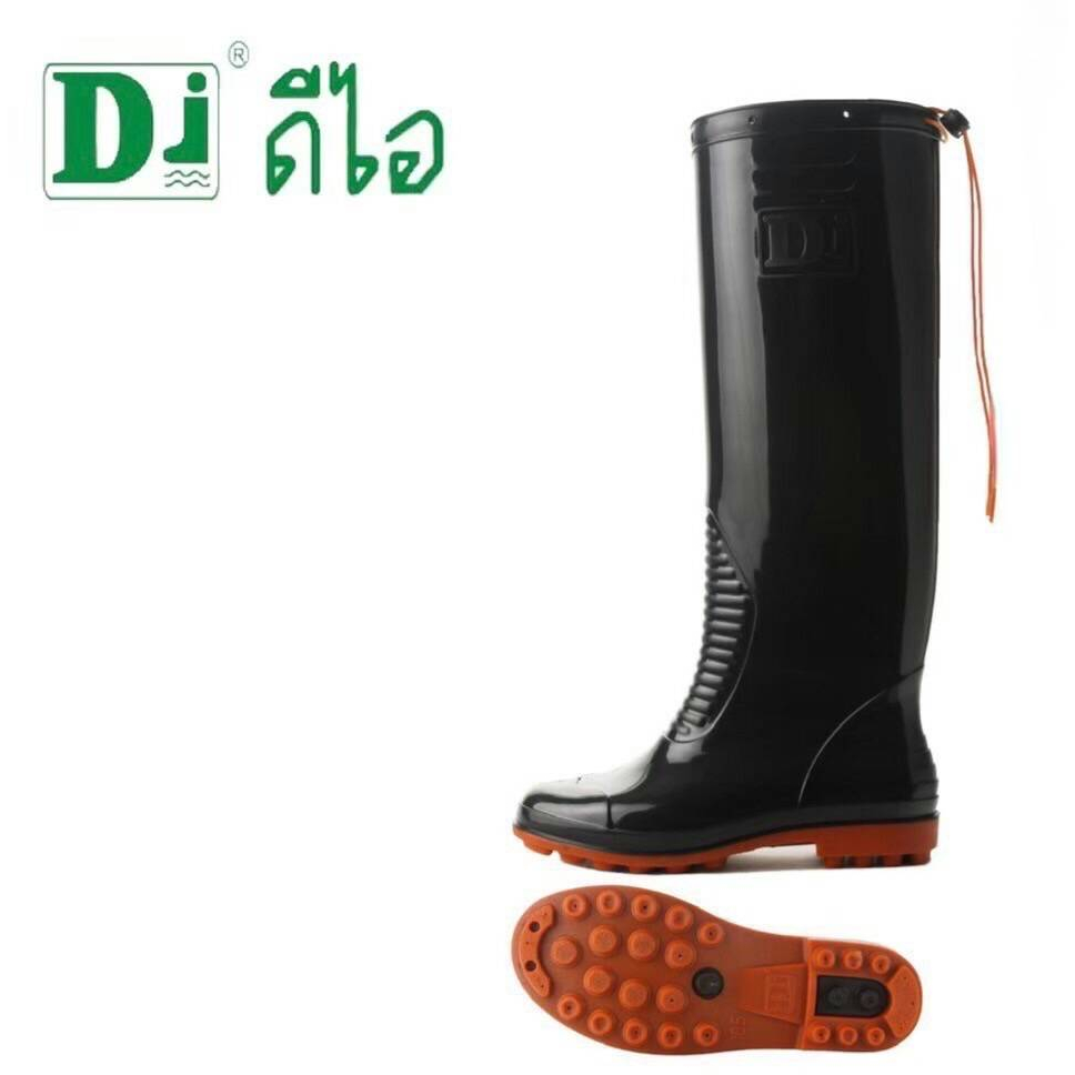 รองเท้าบูทดำยาว DI1920 สูงพิเศษ 19 นิ้ว รองเท้าบูทกันน้ำ บูททำสวน บูทพื้นปุ่ม รองเท้าบูทดำพื้นส้ม DI