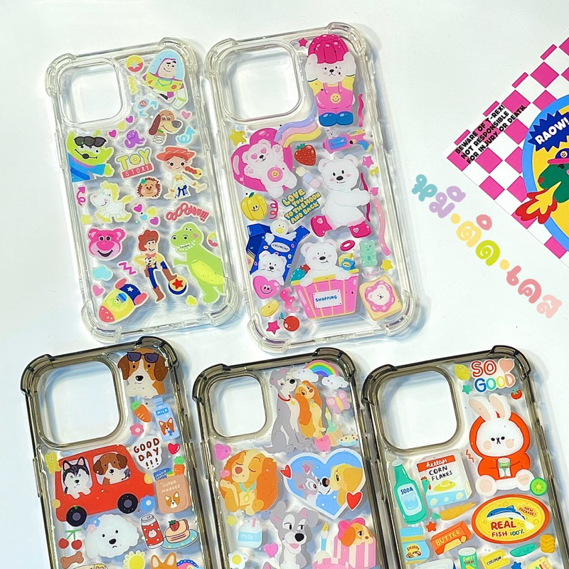 เคสA เคสใส มุมกันกระแทก +สติ๊กเกอร์ เคลือบเรซิ่น