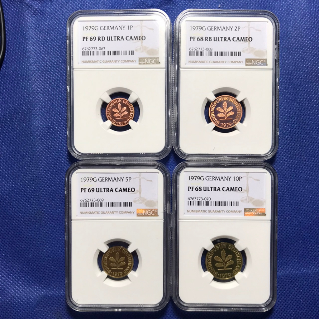 ชุดเหรียญขัดเงา(x4) ปี1979G GERMANY NGC PF69/PF68/PF69/PF68 เหรียญเกรด เหรียญต่างประเทศ เหรียญสะสม เ
