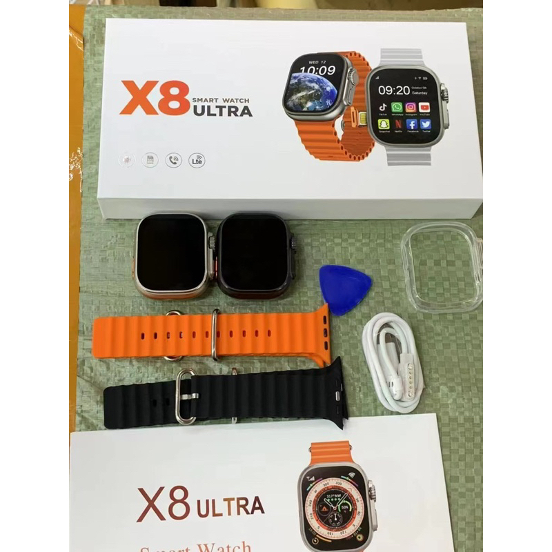 X8 ultra 4g smart watch,Android จอHD 49mm.เชื่อมต่อ wifi หรือใส่ซิม เล่นเฟส ไลน์ tiktok