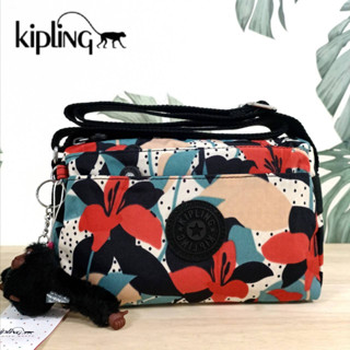 กระเป๋าสะพายข้าง KIPLING Mini Crossbodybag กระเป๋าสะพายข้างลายดอกไม้ ขนาดกะทัดรัด ผลิตจากวัสดุ Nylon+Polyester100%