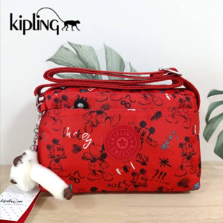 กระเป๋าสะพายข้าง KIPLING Mini Crossbodybag กระเป๋าสะพายข้างสีแดงมิคกี้ ขนาดกะทัดรัด ผลิตจากวัสดุ Nylon+Polyester100%