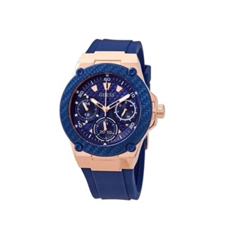 New Guess ZENA ROSE GOLD TONE CHRONOGRAPH AND BLUE SILICONE WATCH W1094L2