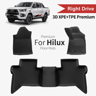 TOYOTA HILUX 2019-2023 3D พรมปูพื้น XPE+TPE รุ่น Premium  กันลื่นทนต่อการสึกหรอ ไร้กลิ่นไม่มีผลเสียต่อสุขภาพ 2019+