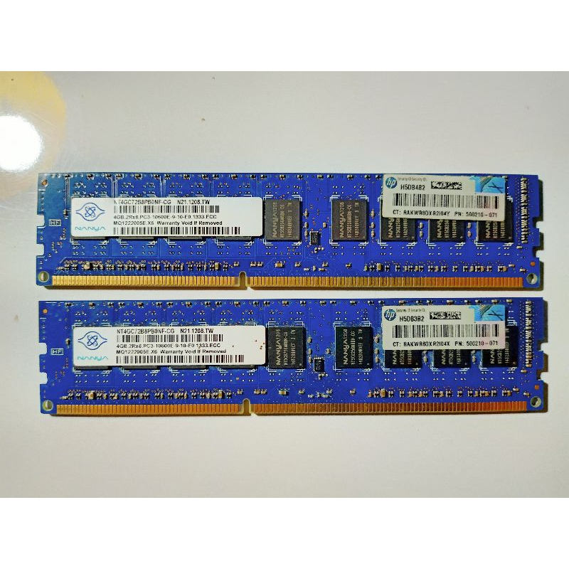 ECC แรม HP 4GB x 2สล็อต = 8GB สำหรับเครื่อง Server HP หรือ Server ที่มีสเปก PC3-10600 (DDR3-1333)