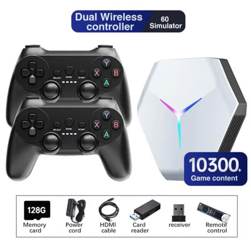 <พร้อมส่ง>เครื่องเล่นวิดีโอเกม X10 4K + กล่องทีวี 5G จอยคู่ไร้สาย 2.4G เมม 128GB รองรับ PSP N64 PS1 