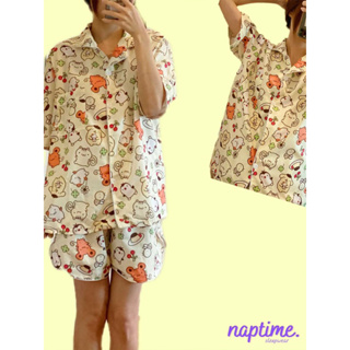 [มีโค้ดลด] Naptime ชุดนอนน่ารัก เสื้อ+กางเกง รุ่น "PomPom Purin" ผ้าไหมอิตาลีนุ่มใส่สบาย