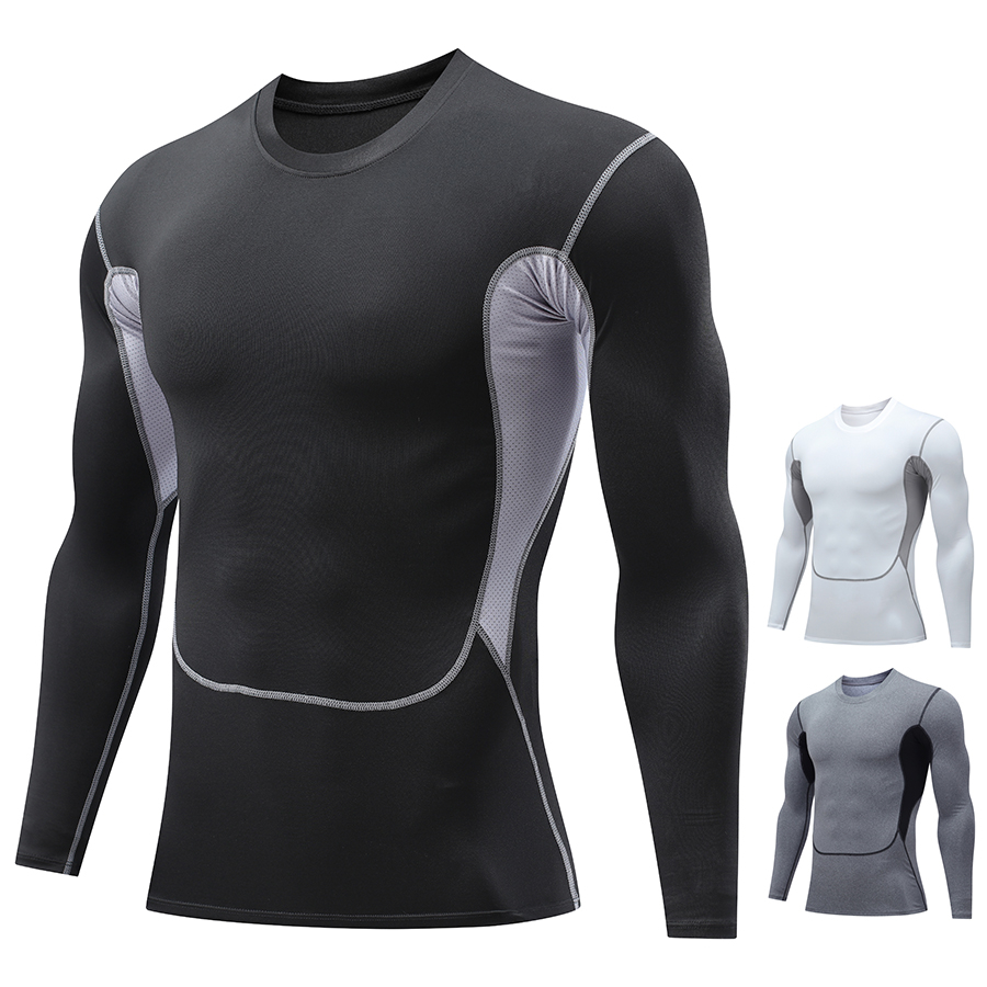 mvp sport เสื้อแขนยาวชาย เสื้อรัดรูป ระบายอากาศ/แห้งไว