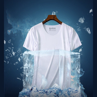 AIRslim® M-Shirt เสื้อยืดแขนสั้นคอกลมผู้ชาย รุ่นใหม่ ไม่เย็บขอบ ผ้าเย็น ยืดหยุ่นสูง นุ่มนวล ระบายอากาศ แห้งไว ไม่ต้องรีด
