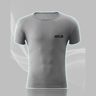 AIRslim® Cooling Shirt เสื้อยืด แขนสั้น คอกลม ผู้ชาย รุ่นใหม่เย็บขอบ ผ้าเย็น ยืดหยุ่นสูง นุ่มนวล ระบายอากาศ แห้งไว