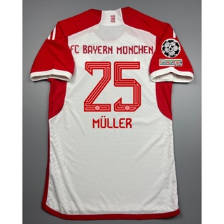 เสื้อบอล เพลเย่อ บาเยิร์น มิวนิค เหย้า 2023-24 Player Bayern Munich Home 25 MULLER อาร์มแชมเปี้ยนลีค ผ้าทอเกรดดีที่สุด