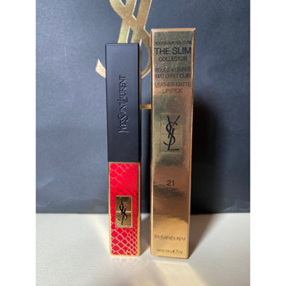 YSL ลิปสติก ROUGE PUR COUTURE THE SLIM สี #21 Rouge Paradoxe  ขนาดปกติ สคบ.ไทย พร้อมกล่อง