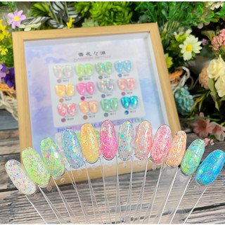 ( รอสินค้า10วัน ) เซตสีเจล แคทดี้ลุกคุณหนู ชุดสีเจลพร้อมชาร์จสี 12 สี สีกริตเตอร์ สีกากเพรช ทำงานเล็บญี่ปุ่น