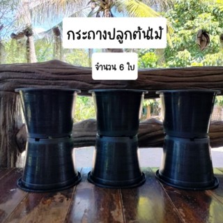 กระถางปลูกต้นไม้ ขนาดประมาณ 8 นิ้ว กระถางสีดำ