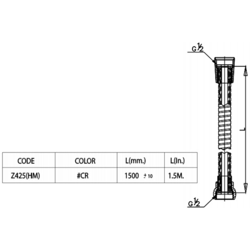 Cotto Z425#CR(HM) สายฝักบัวสีโครเมี่ยมยาว 1.5 เมตร  - รูปที่ 2