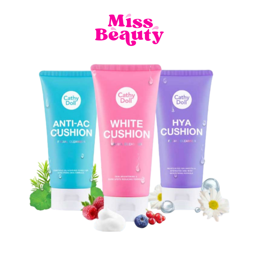 (1 หลอด) Karmart Cathy Doll Cushion Facial Foam Cleanser 50 / 120 ml มี 3 สูตร เคที่ดอลล์ วิปโฟม โฟมทำความสะอาดผิวหน้า