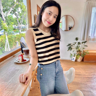 Beach wear vest เสื้อ แขนกุด มินิมอล ใส่ไปคาเฟ่ น่ารัก พร้อมส่ง 🍋🏝️