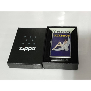 ZIPPO 207  PLAY BOY  COVER DECEMBER 1973   STREET CHROME COLOR IMAGE  สีเงินผิวโครเมี่ยมลายแบบสกรีนรูปหน้าปกนิตยสาร