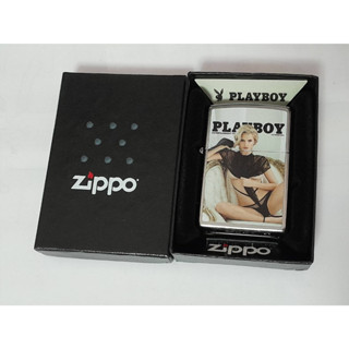 ZIPPO 207  PLAY BOY  SEPTEMBER 2014  STREET CHROME COLOR IMAGE  สีเงินผิวโครเมี่ยมลายแบบสกรีนรูปหน้าปกนิตยสาร  ของใหม