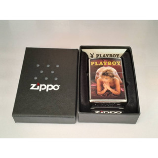 ZIPPO 207  PLAY BOY   OCT 1984    STREET CHROME COLOR IMAGE  สีเงินผิวโครเมี่ยมลายแบบสกรีนรูปหน้าปกนิตยสาร  ของใหม่