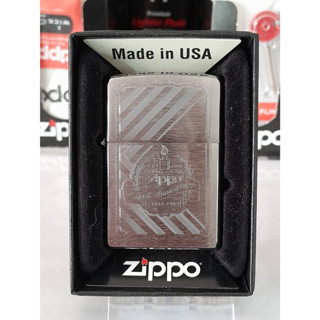 ZIPPO  200 PLANETA ZIPPER 6OTH   ANNIVERSARY   BRUSHED CHROME LASER ENGRAVE   ผลิตปี2017  สีเงินผิวโครเมี่ยม ลายแบบเลเซอ