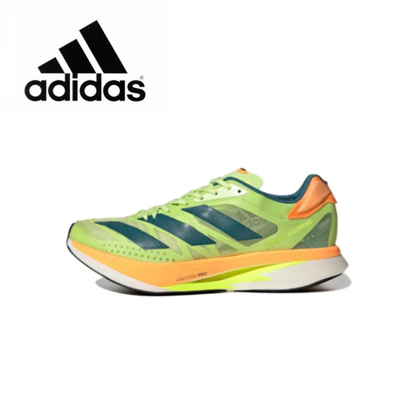 adidas Adizero Adios Pro 2 Comfortable wear-resistant Running shoes Yellow Green.บรรจุภัณฑ์เต็ม.ของแท้ 100 %