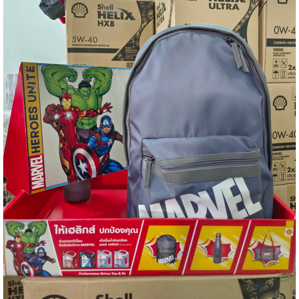 SHELL กระเป๋าเป๊ กระเป๋าผ้า กระป๋องน้ำ Marvel ลิขสิทธิ์แท้ ของพรีเมียมเชลล์