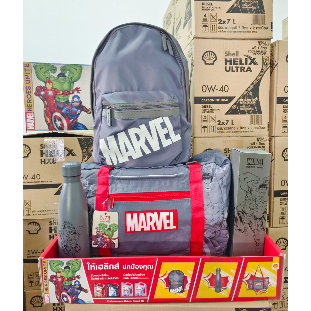 SHELL กระเป๋าเป๊ กระเป๋าผ้า กระป๋องน้ำ Marvel ลิขสิทธิ์แท้ ของพรีเมียมเชลล์