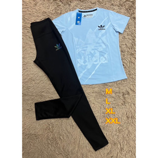 set2ชิน ผู้หญิงเสื้อแขนสั้นคอกลมกางเกงเล็กกิ้ง T-shirt and legging 005