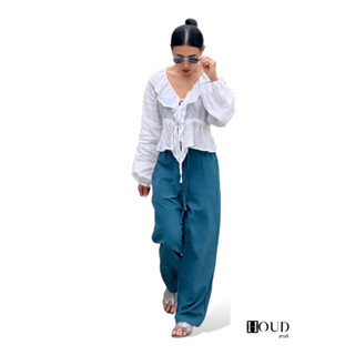 สีน้ำทะเล Aegean Color กางเกงขายาว ผ้าลินิน รุ่น Basic Pants