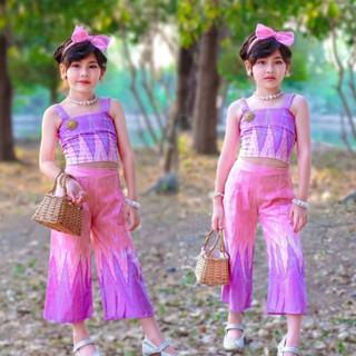 (รหัสKK)ชุดไทยเด็ก งานชุดไทยเสื้อและกางเกง